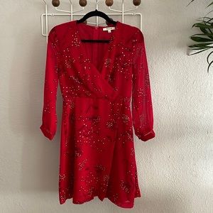 Madewell red floral dress, 3/4 sleeve